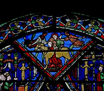 Scène de la vie de Saint Eustache : il est martyrisé avec sa famille dans le Taureau d