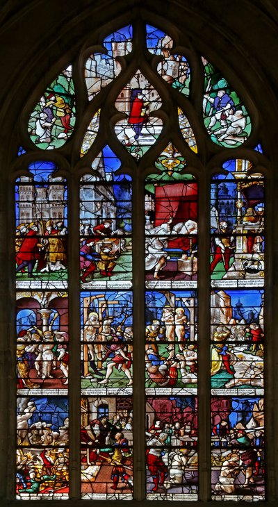 Fenêtre w23 représentant Saint Crépin et Saint Crépinien : scènes de leurs vies - French School