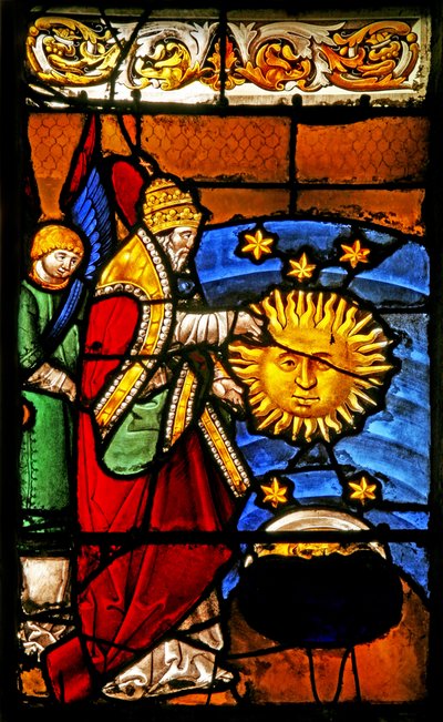 Fenêtre w2 représentant la Création du soleil et de la lune - French School
