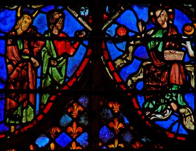 Moïse et un compagnon; Dieu en gloire avec le soleil et la lune - French School