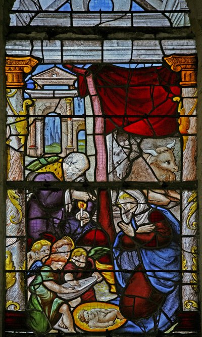 Fenêtre w3 représentant la Nativité - French School