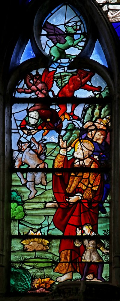 Saint Pierre avec Simon le Magicien qui tombe après avoir essayé de voler - French School