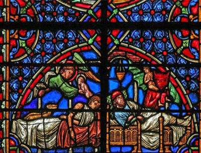 Parabole du riche et de Lazare - leurs morts - French School