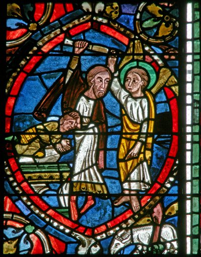 Fenêtre w5-L représentant Abraham arrêté par un ange de sacrifier Isaac - French School