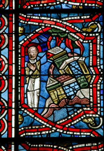 Fenêtre w5-R représentant la femme de Lot regardant en arrière la destruction de la ville - French School