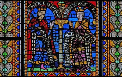 Fenêtre w5 représentant Salomon et la Reine de Saba - French School