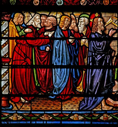 Fenêtre w6 représentant le Christ avec les apôtres alors que Lazare est ressuscité - French School
