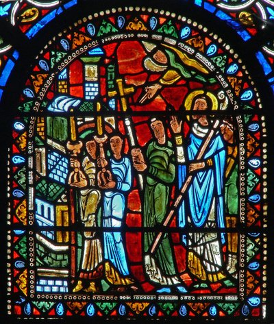 Fenêtre wXXI représentant une procession avec un saint - French School