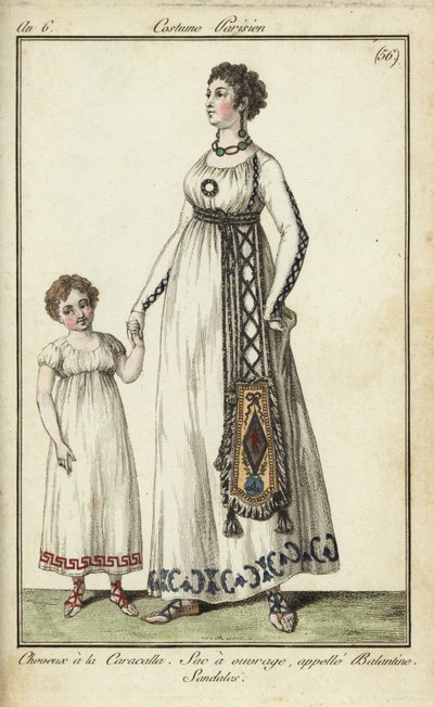 Femme et enfant avec coiffures Caracalla - French School