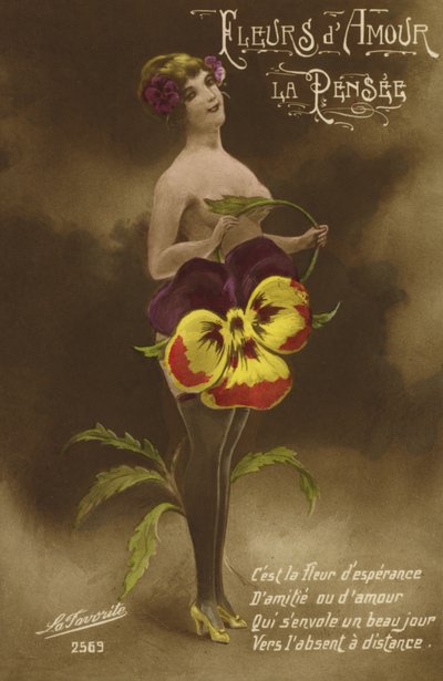 Femme habillée en pensées - French School
