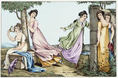 Femmes jouant à cache-cache. Dans « Sport et jeux d