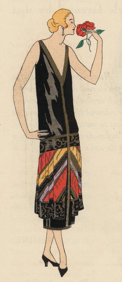 Vêtements de soirée pour femmes des années 1920 par le créateur Georges Doeuillet (lithographie en couleur) - French School