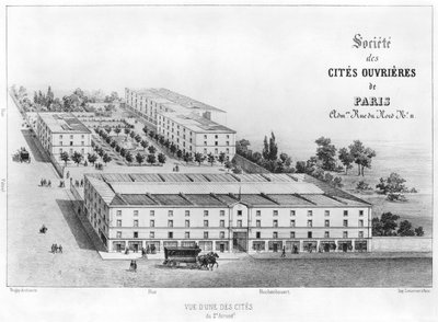Cité ouvrière, 58 rue Rochechouart, Paris, vers 1870 - French School