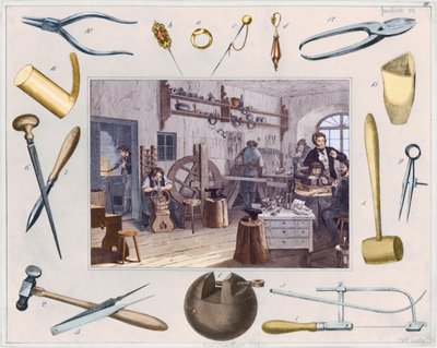 Atelier et principaux outils de bijouterie - French School