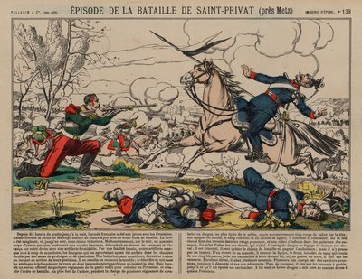 Dragon français blessé tirant sur un lancier prussien à la bataille de Saint-Privat, guerre franco-prussienne - French School