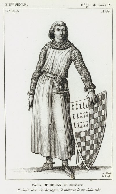 XIIIe siècle, Règne de Louis IX, Pierre de Druex, dit Mauclere, Il était Duc de Bretagne; il mourut le 22 Juin 1250 - French School