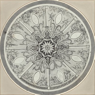 Conception pour un dessus de table circulaire incrusté, avec alternatives - French or Italian 18th Century