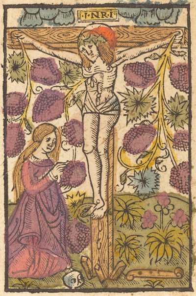 Christ sur la croix avec une vigne - French or Netherlandish 15th Century