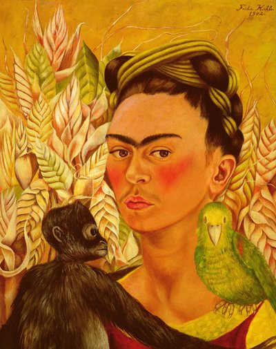Autoportrait avec un singe et un perroquet - Frida Kahlo