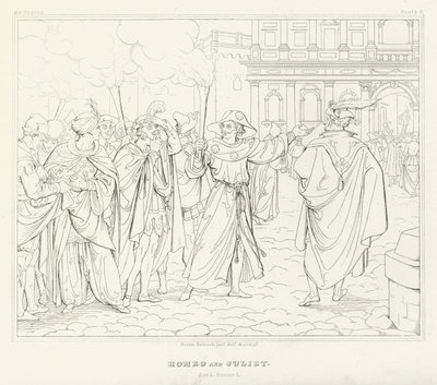 Roméo et Juliette, Acte I, Scène 4 - Friedrich August Moritz Retzsch