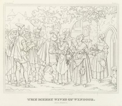 Les Joyeuses Commères de Windsor, Acte I, Scène 1 (gravure) - Friedrich August Moritz Retzsch