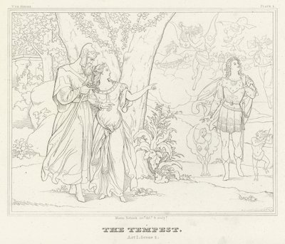 La Tempête, Acte I, Scène 2 (gravure) - Friedrich August Moritz Retzsch