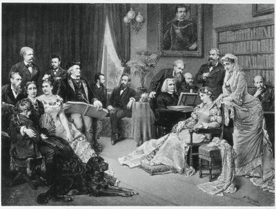 Richard Wagner et Liszt à Bayreuth avec Cosima et Siegfried - d