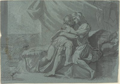 Amants étreignant en tenue classique / Une femme en tenue classique regardant en haut - Friedrich Heinrich Füger after Raphael