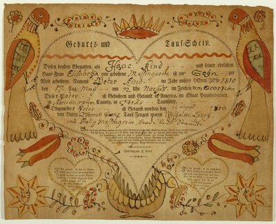 Certificat de naissance et de baptême, c. 1790-1800 - Friedrich Krebs