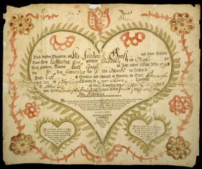 Certificat de naissance et de baptême, vers 1800 - Friedrich Krebs