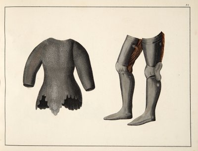 Armure, planche de A History of the Development and Customs of Chivalry, par Dr. Franz Kottenkamp, publié par Carl Hoffmann, 1842 - Friedrich Martin von Reibisch