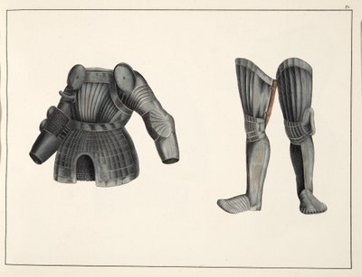 Armure, planche de A History of the Development and Customs of Chivalry, par Dr. Franz Kottenkamp, publié par Carl Hoffmann, 1842 - Friedrich Martin von Reibisch