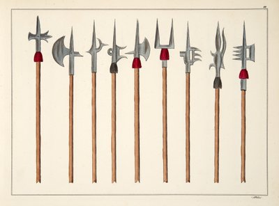 Lances, lances, hallebardes et partisanes, planche de 