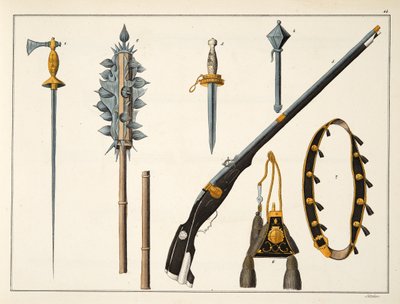 Armes, y compris un mousquet, vers 1400, planche de 