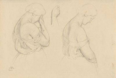 Deux figures féminines en demi-longueur et une étude de main - Friedrich Preller