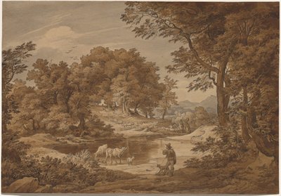 Paysage italianisant avec des bergers - Friedrich Preller the Elder