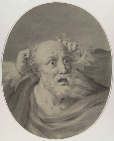 Vieil homme avec barbe, ébouriffant ses cheveux - Friedrich Rehberg