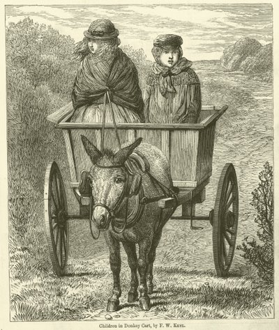Enfants dans une charrette à âne (gravure) - Friedrich Wilhelm Keyl