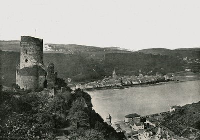 Le Katz surplombant le Rhin, St Goarshausen, Allemagne - Frith and Co