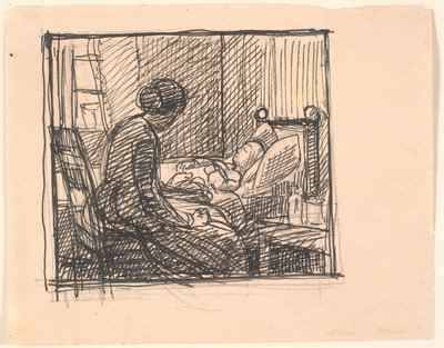 Une mère assise avec son petit enfant... - Fritz Syberg