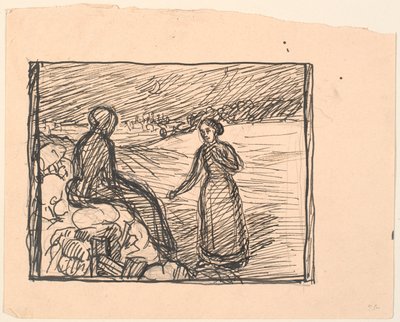 Là-bas dans la neige, une femme en longues robes noires... - Fritz Syberg