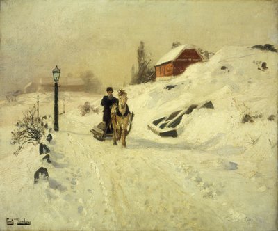 Un traîneau tiré par des chevaux dans un paysage d