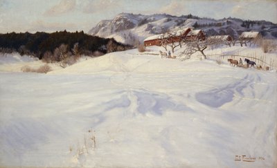 Paysage enneigé avec traîneau, Fleskum - Fritz Thaulow