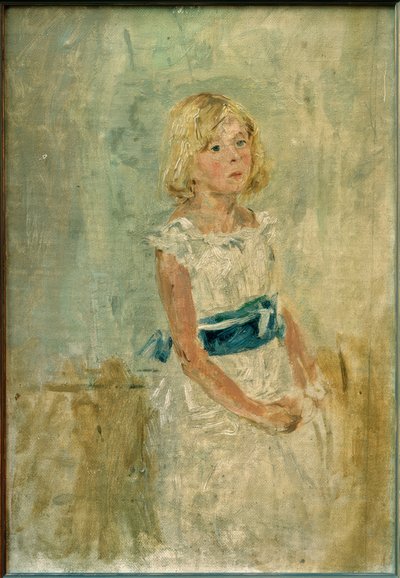 Jeune fille blonde avec une écharpe bleue - Fritz von Uhde