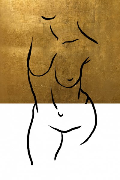 Dessin au trait « Golden Nude » - Fun Qui