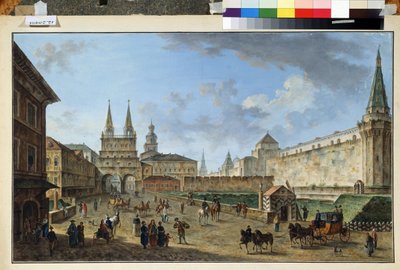 Moscou, vue de la porte de la Résurrection sur la Place rouge - Fyodor Yakovlevich Alexeev