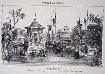 Vue de Canton, montrant des marins féminins dans leurs sampans, de 