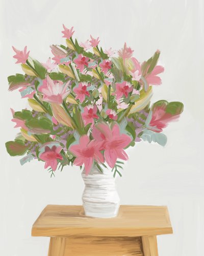 Fleurs roses à l
