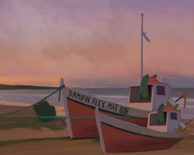Bateaux de pêche au coucher du soleil - GIovanna Gil Alves