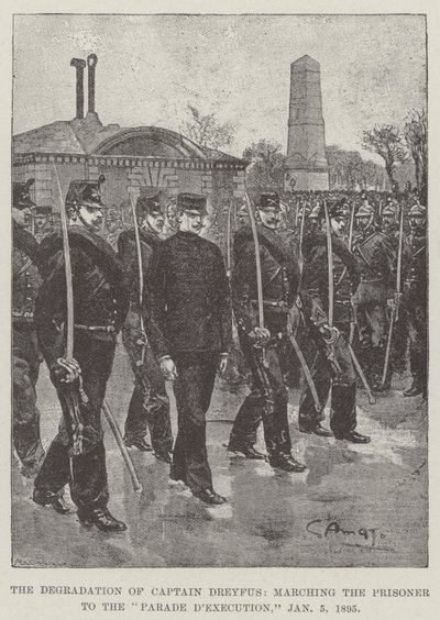 La dégradation du capitaine Dreyfus, marchant le prisonnier à la parade d